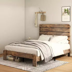 Cadre de lit, cadre de lit plateforme en bois, sans bruit, grand espace de rangement sous le lit