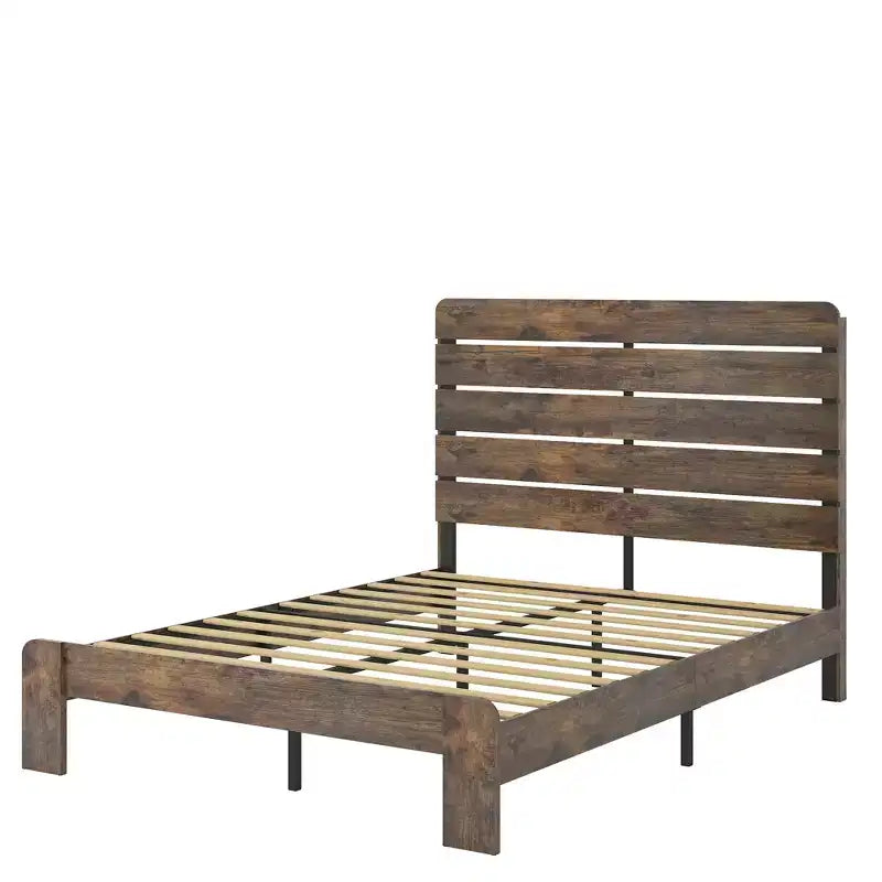 Cadre de lit, cadre de lit plateforme en bois, sans bruit, grand espace de rangement sous le lit