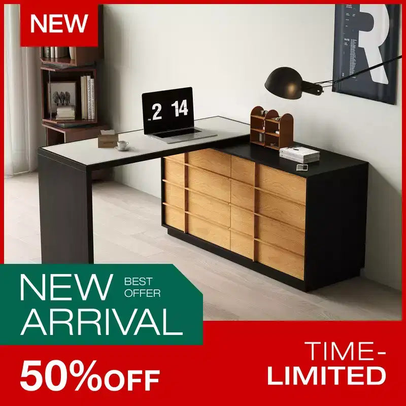 Bureau d'ordinateur réversible en forme de L, rotatif et extensible