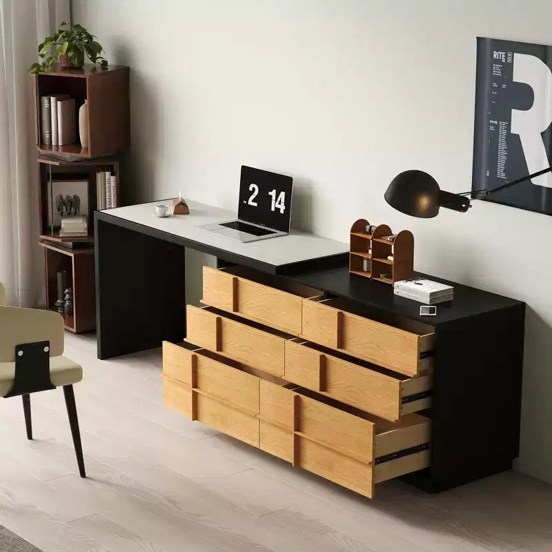 Bureau d'ordinateur réversible en forme de L, rotatif et extensible