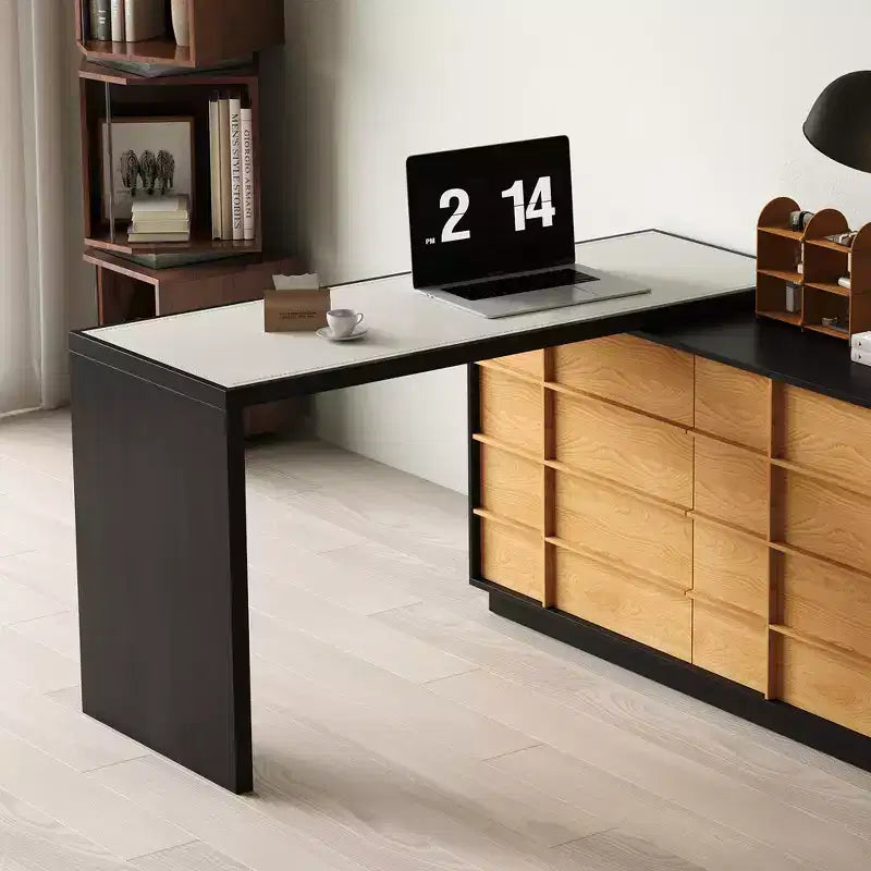 Bureau d'ordinateur réversible en forme de L, rotatif et extensible