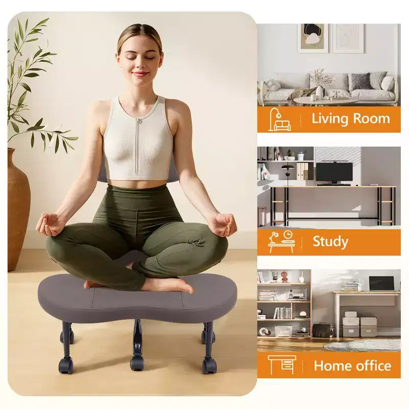 Chaise de bureau à jambes croisées, chaise de yoga ergonomique avec soutien lombaire