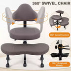 Chaise de bureau à jambes croisées, chaise de yoga ergonomique avec soutien lombaire
