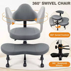 Chaise de bureau à jambes croisées, chaise de yoga ergonomique avec soutien lombaire
