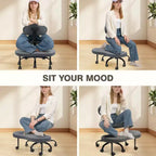 Chaise de bureau à jambes croisées, chaise de yoga ergonomique avec soutien lombaire