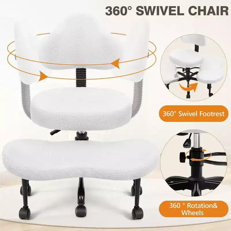 Chaise de bureau à jambes croisées, chaise de yoga ergonomique avec soutien lombaire