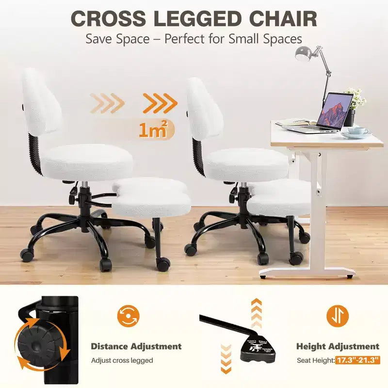 Chaise de bureau à jambes croisées, chaise de yoga ergonomique avec soutien lombaire