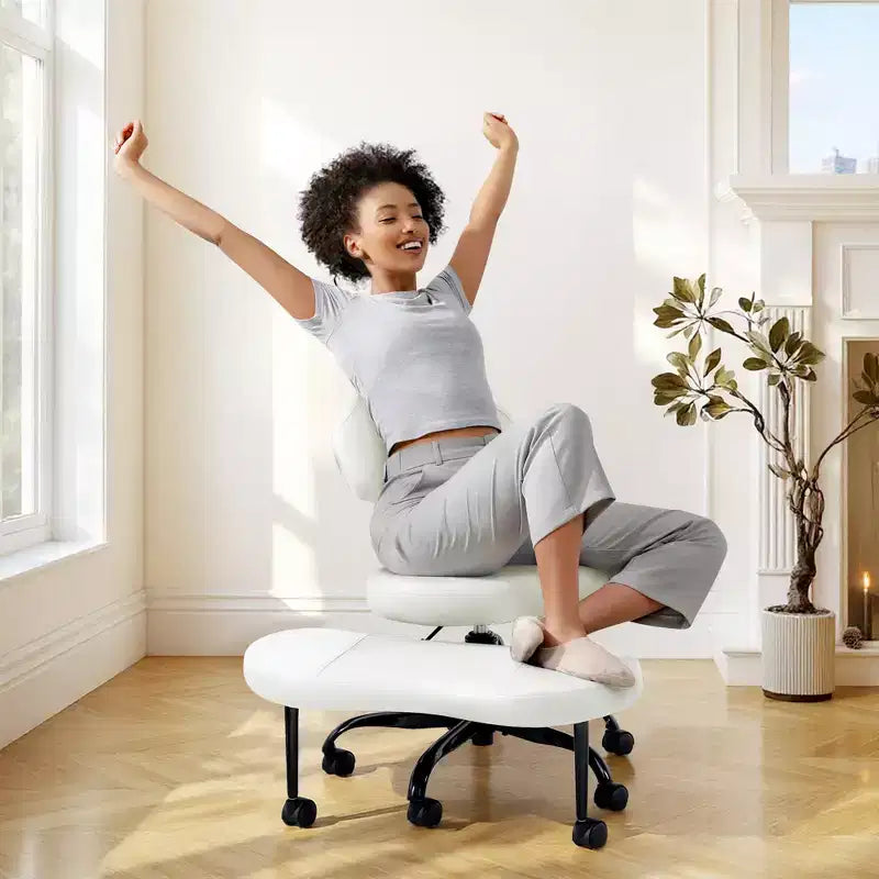 Chaise de bureau à jambes croisées, chaise de yoga ergonomique avec soutien lombaire