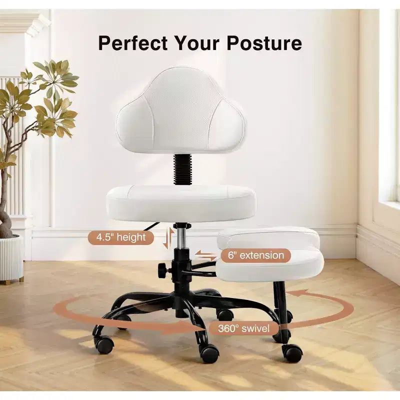Chaise de bureau à jambes croisées, chaise de yoga ergonomique avec soutien lombaire