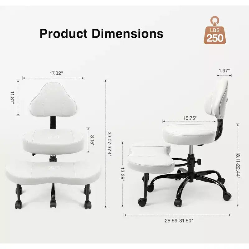 Chaise de bureau à jambes croisées, chaise de yoga ergonomique avec soutien lombaire