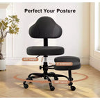 Chaise de bureau à jambes croisées, chaise de yoga ergonomique avec soutien lombaire