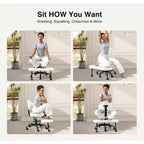 Chaise de bureau à jambes croisées, chaise de yoga ergonomique avec soutien lombaire