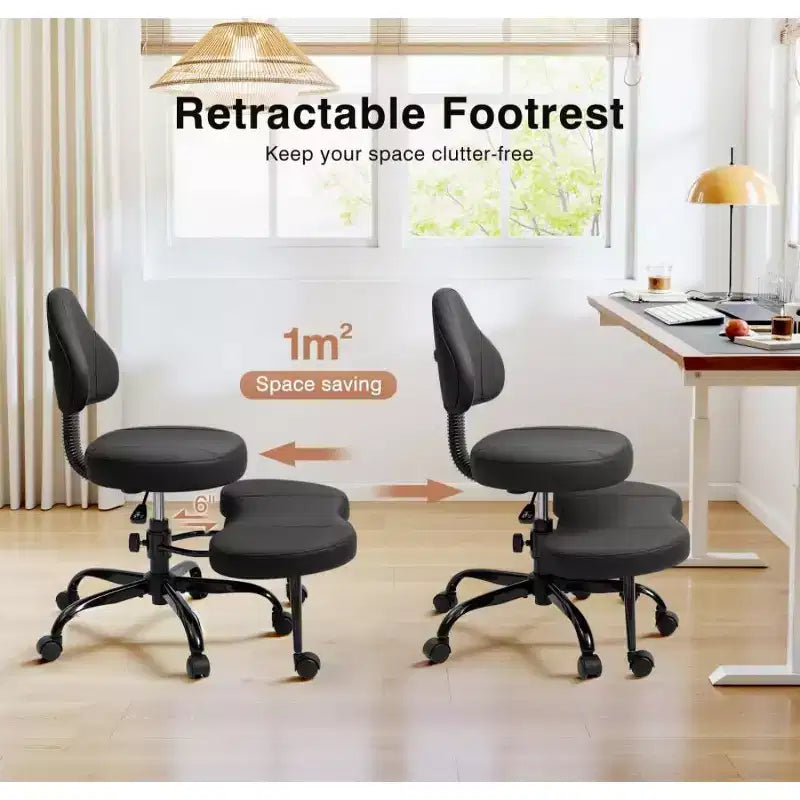 Chaise de bureau à jambes croisées, chaise de yoga ergonomique avec soutien lombaire