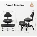 Chaise de bureau à jambes croisées, chaise de yoga ergonomique avec soutien lombaire