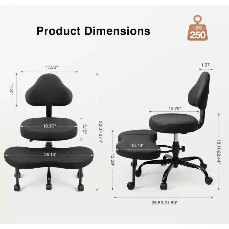 Chaise de bureau à jambes croisées, chaise de yoga ergonomique avec soutien lombaire