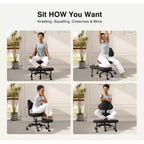 Chaise de bureau à jambes croisées, chaise de yoga ergonomique avec soutien lombaire