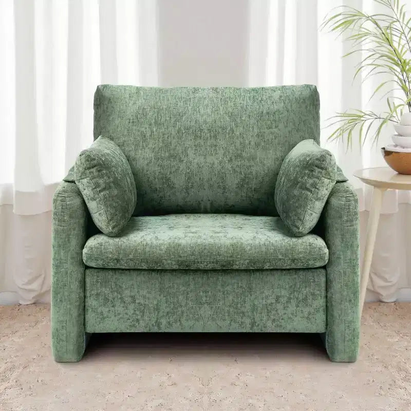 Fauteuil d'appoint rembourré moderne avec accoudoirs et coussin épais