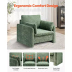 Fauteuil d'appoint rembourré moderne avec accoudoirs et coussin épais
