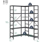 Étagère d'angle industrielle en bois, grande bibliothèque de rangement et de présentation
