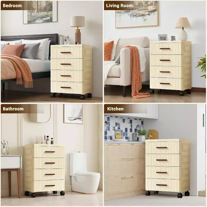 Meuble de rangement à tiroirs sur roulettes, commode de rangement avec bacs de rangement coulissants pour table de chevet de chambre