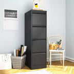 Classeur vertical métallique noir à 4 tiroirs avec serrure, armoire de classement en acier