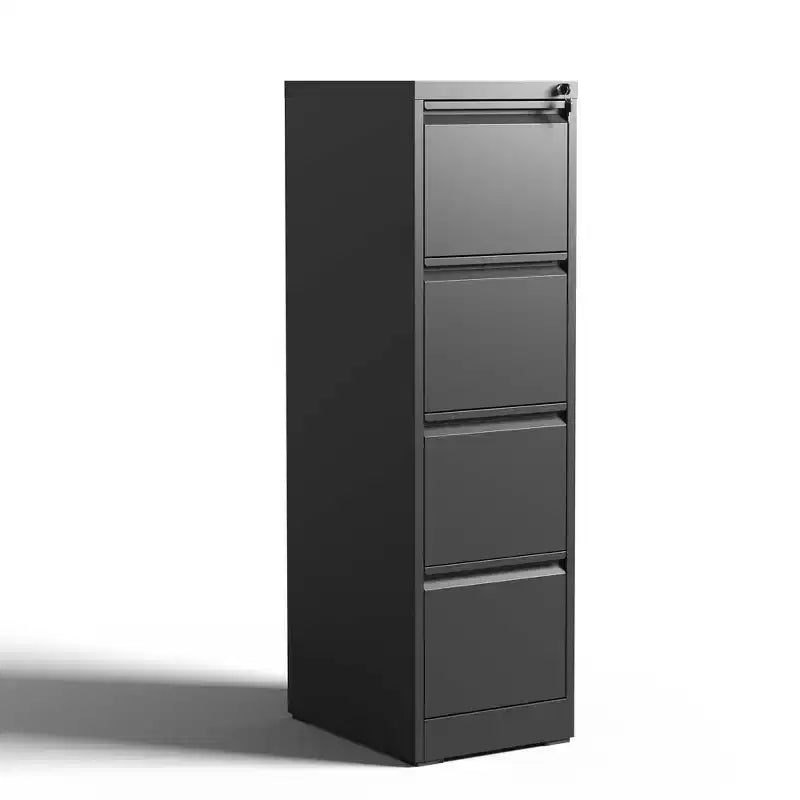 Classeur vertical métallique noir à 4 tiroirs avec serrure, armoire de classement en acier