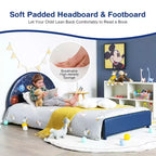 Lit Plateforme Capitonnée pour Enfants, Lit Simple en Bois Motif Galaxie