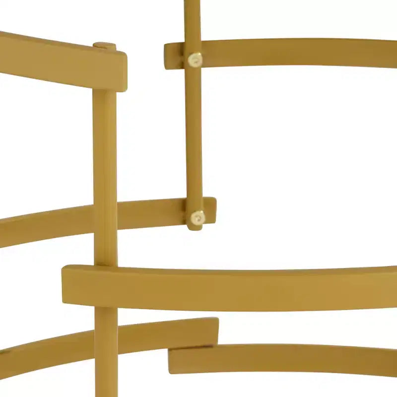 Table d'appoint ronde moderne en métal, géométrique, dorée, avec plateau en faux marbre